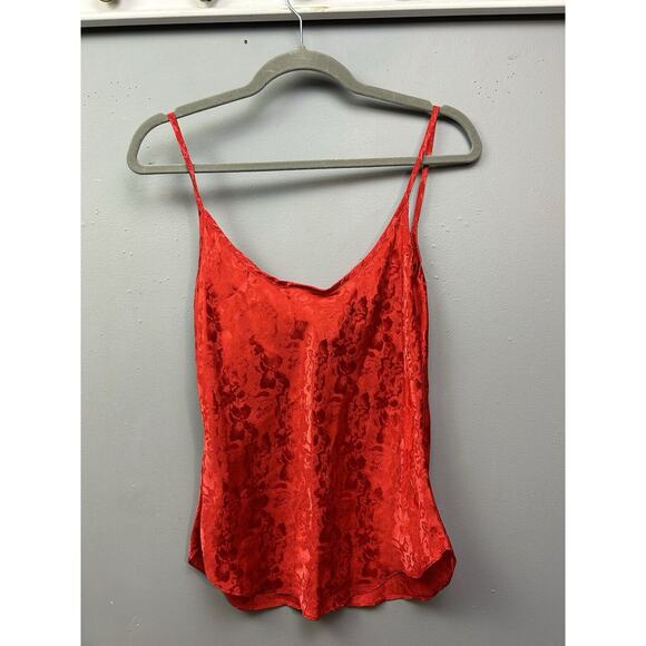 Vintage Daniela Cami‎ Tank Womens Medium Red Floral Embossed USA - Picture 2 of 7